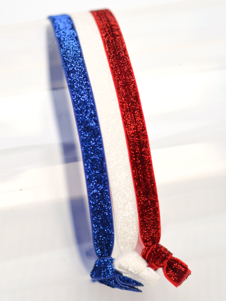 Betsy Ross red, white, blue glitter headbands at
