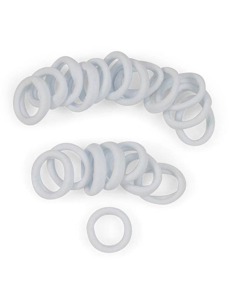 White Small Gentle Seamless Hair Ties at 